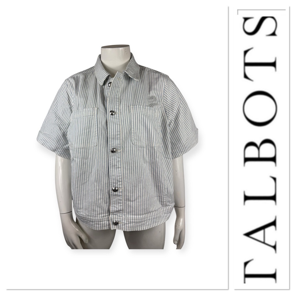 Talbots blue/white pinstripe Shirt/jacket With silver buttons size 3X